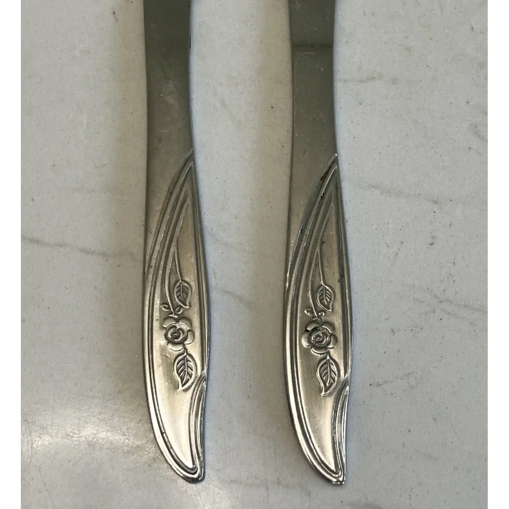 UTICA Stainless Steel Flatware Cameo Rose Oval Butter Knife USA 2